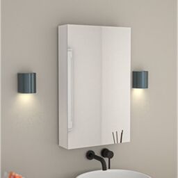 Nes Home Bathroom Mirror Cabinet With Shelf Storage 400mm Cupboard Vertically in White - thumbnail 2