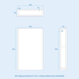 Nes Home Bathroom Mirror Cabinet With Shelf Storage 400mm Cupboard Vertically in White - thumbnail 6