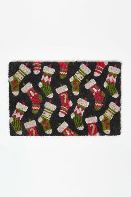 Homescapes Christmas Stockings Non-Slip Coir Doormat, 40 x 60 cm - image 1