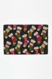 Homescapes Christmas Stockings Non-Slip Coir Doormat, 40 x 60 cm