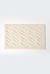 Homescapes Super Absorbent Soft Pattern Thick Bathmat in White