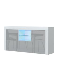 Creative Furniture Aurora Sideboard 145cm - A Modern & Practical Cabinet with Gloss Doors & LED Lights in Grey - thumbnail 6