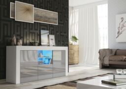 Creative Furniture Aurora Sideboard 145cm - A Modern & Practical Cabinet with Gloss Doors & LED Lights in Grey - thumbnail 2