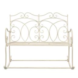 Berkfield Home Decorative Garden Bench 104 cm Iron Antique White in Off-White - thumbnail 3