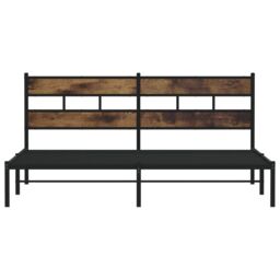Berkfield Home Metal Bed Frame without Mattress Smoked Oak 193x203 cm in Brown - thumbnail 4
