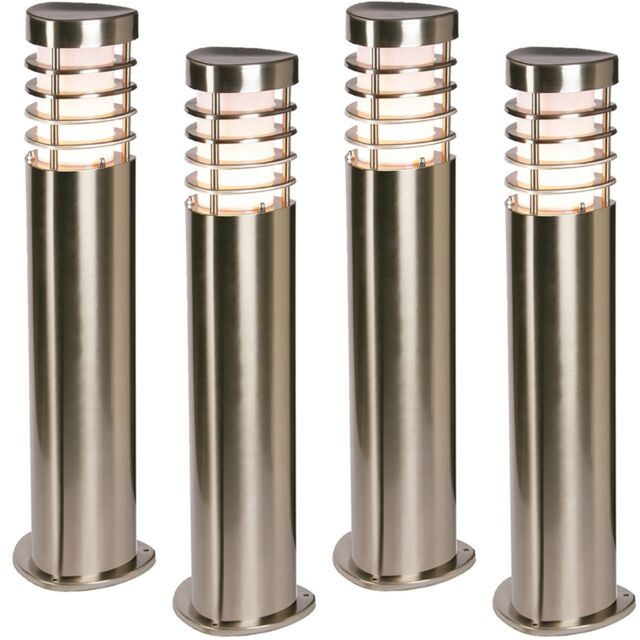 Loops 4 PACK Modern Outdoor Stainless Steel Post Light - 10.5W E27 LED - 500mm Height in Metallics - image 1