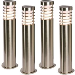 Loops 4 PACK Modern Outdoor Stainless Steel Post Light - 10.5W E27 LED - 500mm Height in Metallics