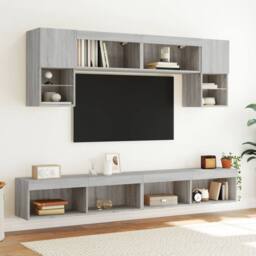 Berkfield Home TV Cabinet with LED Lights Grey Sonoma 100x30x30 cm - Size: 100 x 30 x 30 cm - thumbnail 5