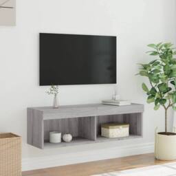 Berkfield Home TV Cabinet with LED Lights Grey Sonoma 100x30x30 cm - Size: 100 x 30 x 30 cm - thumbnail 6