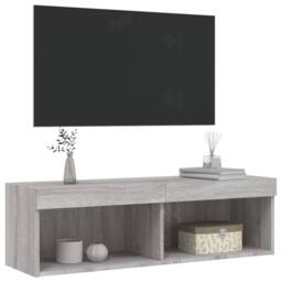 Berkfield Home TV Cabinet with LED Lights Grey Sonoma 100x30x30 cm - Size: 100 x 30 x 30 cm - thumbnail 8