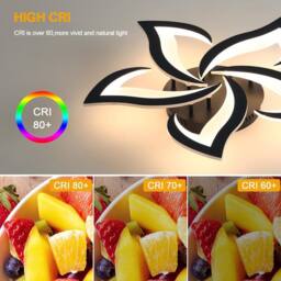 Goeco Ceiling Light LED 60 cm 60 W 6750 LM Modern Petal Design Black 3000K - thumbnail 7