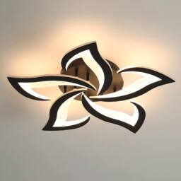 Goeco Ceiling Light LED 60 cm 60 W 6750 LM Modern Petal Design Black 3000K