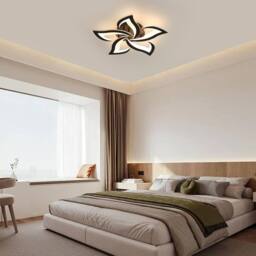 Goeco Ceiling Light LED 60 cm 60 W 6750 LM Modern Petal Design Black 3000K - thumbnail 2
