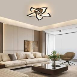 Goeco Ceiling Light LED 60 cm 60 W 6750 LM Modern Petal Design Black 3000K - thumbnail 3