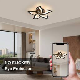 Goeco Ceiling Light LED 60 cm 60 W 6750 LM Modern Petal Design Black 3000K - thumbnail 6