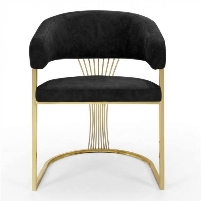 HOME LUXE INTERIOR Black Porado Leatheraire Dining Chair - Gold Frame Luxury Seating - image 1