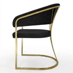 HOME LUXE INTERIOR Black Porado Leatheraire Dining Chair - Gold Frame Luxury Seating - thumbnail 2