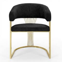 HOME LUXE INTERIOR Black Porado Leatheraire Dining Chair - Gold Frame Luxury Seating - thumbnail 1