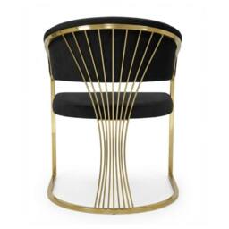 HOME LUXE INTERIOR Black Porado Leatheraire Dining Chair - Gold Frame Luxury Seating - thumbnail 3