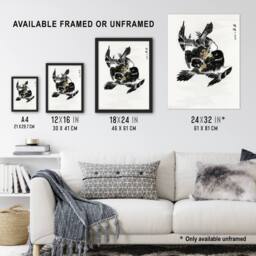 "Artery8 Jungle Nightjar Bird Fight Japanese Vintage Wall Art Print Kashu - Size: W12"" x H16""" - thumbnail 3