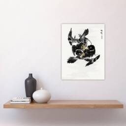 "Artery8 Jungle Nightjar Bird Fight Japanese Vintage Wall Art Print Kashu - Size: W12"" x H16""" - thumbnail 4
