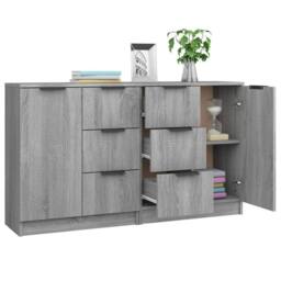 Berkfield Home Sideboards 2 pcs Grey Sonoma 60x30x70 cm Engineered Wood - Size: 60 x 30 x 70 cm - thumbnail 4