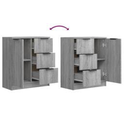 Berkfield Home Sideboards 2 pcs Grey Sonoma 60x30x70 cm Engineered Wood - Size: 60 x 30 x 70 cm - thumbnail 7