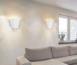 Harper Living Art Deco Up & Down Wall Light White Ceramic Finish - thumbnail 4