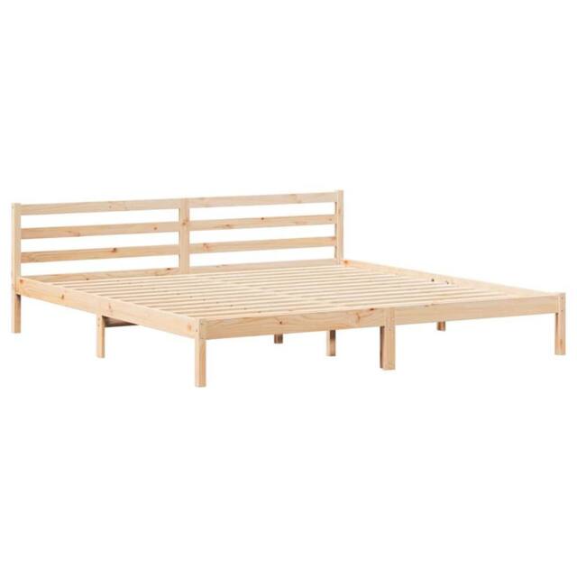 Berkfield Home Bed Frame with Headboard 200x220 cm Solid Wood Pine in Natural - image 1