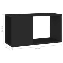 Berkfield Home TV Cabinet Black 60x24x32cm Engineered Wood - Size: 60 x 24 x 32 cm - thumbnail 6