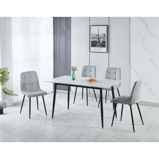 Seconique Fenton Dining Set (4 Chairs) in Light Grey - image 1