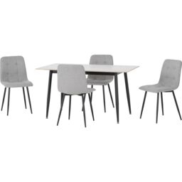 Seconique Fenton Dining Set (4 Chairs) in Light Grey - thumbnail 2