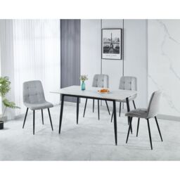 Seconique Fenton Dining Set (4 Chairs) in Light Grey - thumbnail 1