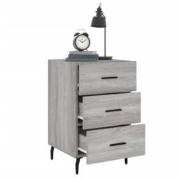 Berkfield Home Modern Bedside Cabinet Grey Sonoma 40x40x66 cm Engineered Wood - Size: 40 x 40 x 66 cm - thumbnail 4