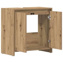 Berkfield Home Durable Bathroom Sink Cabinet Artisan Oak 60x33x60 cm Engineered Wood in Brown - Size: 60 x 33 x 60 cm - thumbnail 6
