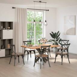 Berkfield Home Dining Table Leg Spider Shape Natural Steel 85x85x(72-73) cm Steel in Black - thumbnail 2