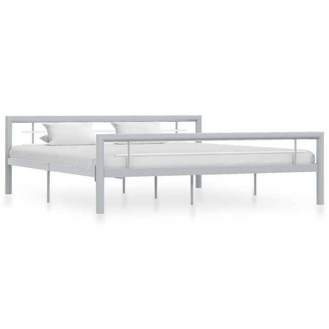 Berkfield Home Bed Frame Grey & White Metal 180x200 cm Super King - image 1