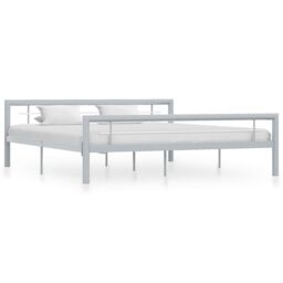 Berkfield Home Bed Frame Grey & White Metal 180x200 cm Super King - thumbnail 1