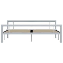 Berkfield Home Bed Frame Grey & White Metal 180x200 cm Super King - thumbnail 3