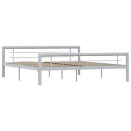 Berkfield Home Bed Frame Grey & White Metal 180x200 cm Super King - thumbnail 2