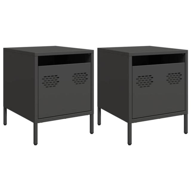 Berkfield Home Bedside Cabinets 2 pcs Black 35x39x43.5 cm Steel - image 1
