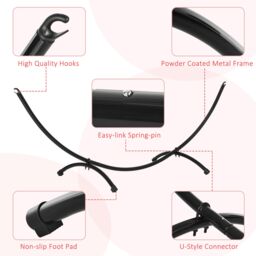 OUTSUNNY 3Metre Metal Hammock Stand Frame Replacement Garden Outdoor Patio in Black - thumbnail 6
