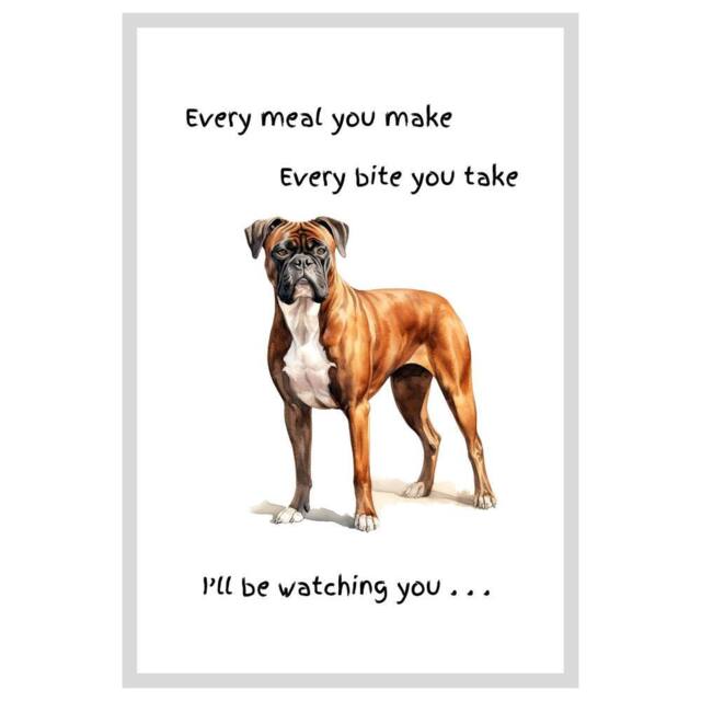 Animal Crackers Dog Tea Towel With 'Watching You' Funny Wording - Boxer in White - image 1