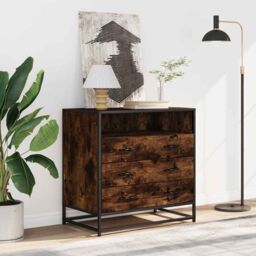 Berkfield Home Drawer Cabinet Smoked Oak 70x41x70 cm Engineered Wood in Brown - Size: 70 x 41 x 70 cm - thumbnail 3