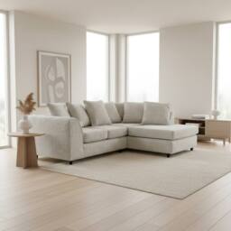 Abakus Direct Jumbo Chenille Corner Right Sofa with Plush Chaise Extension in Cream - thumbnail 5
