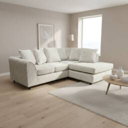 Abakus Direct Jumbo Chenille Corner Right Sofa with Plush Chaise Extension in Cream - thumbnail 3