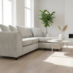 Abakus Direct Jumbo Chenille Corner Right Sofa with Plush Chaise Extension in Cream - thumbnail 2