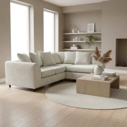 Abakus Direct Jumbo Chenille Corner Right Sofa with Plush Chaise Extension in Cream - thumbnail 4