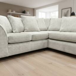 Abakus Direct Jumbo Chenille Corner Right Sofa with Plush Chaise Extension in Cream - thumbnail 6