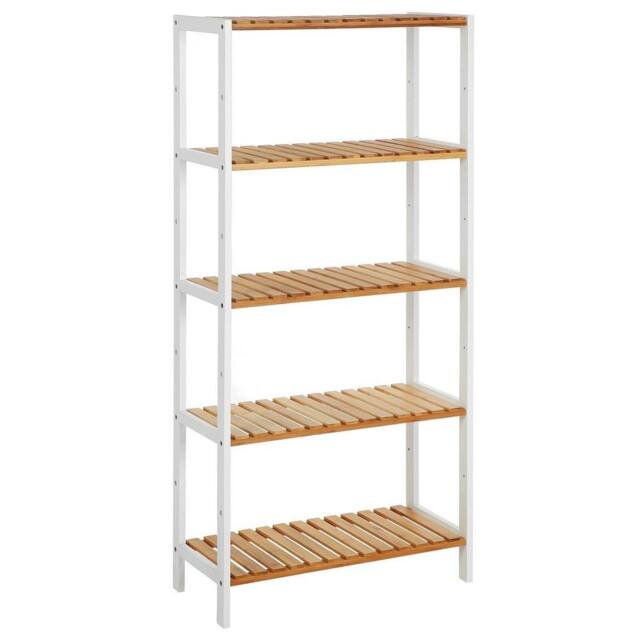 KORVIXA Bamboo Storage Shelf, 5-Tier Shelving Unit - Size: 100 cm x 100 cm - image 1